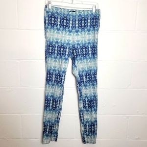 H&M Mid Rise Blue Printed Skinny Pull On Pants Size 8
